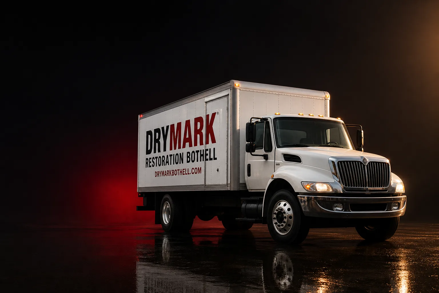 DryMark Restoration Bothell damage restoration service vehicle and crew in Bothell, WA